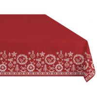 Fine non woven tablecloth - Hygge symbols red